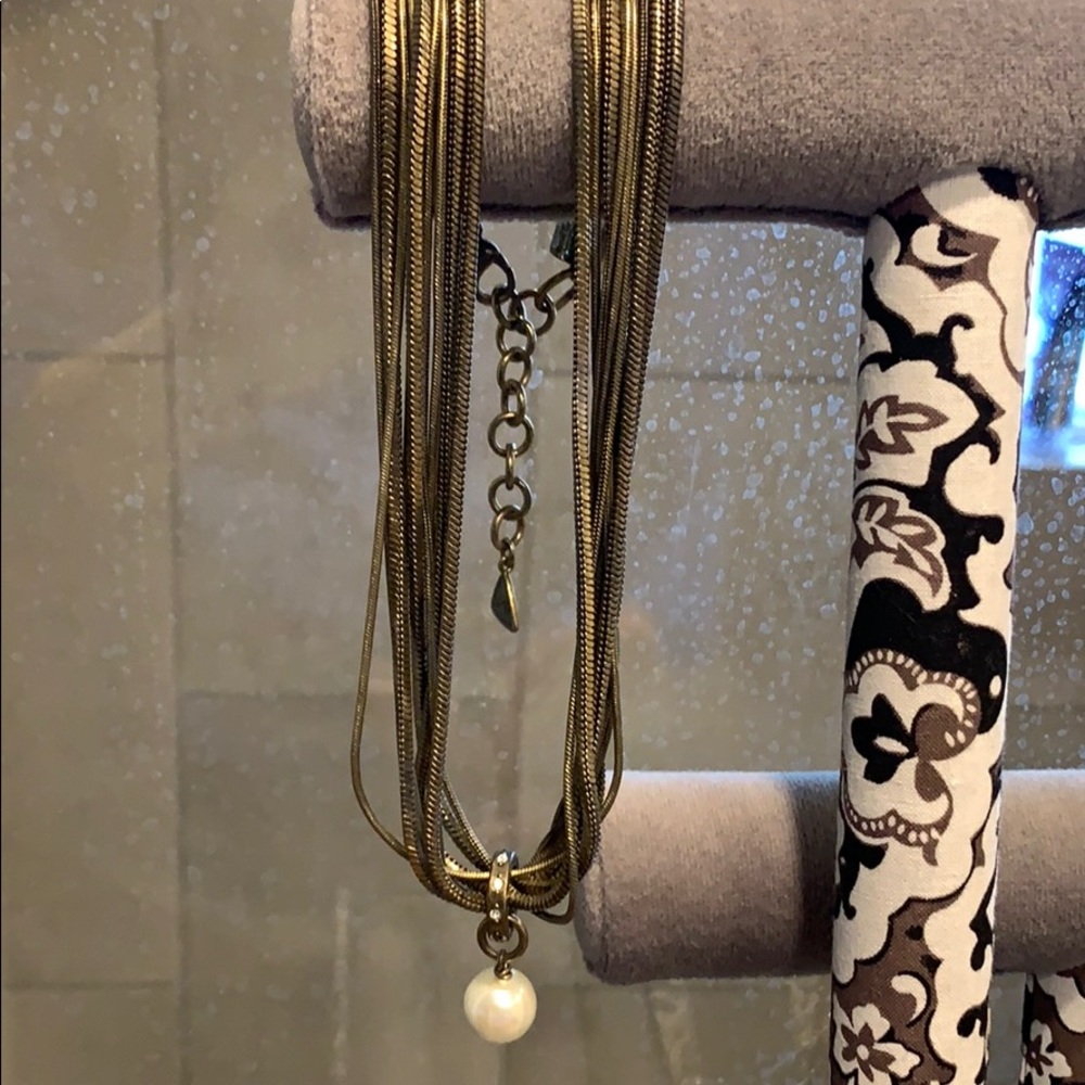 Brass & pearl necklace